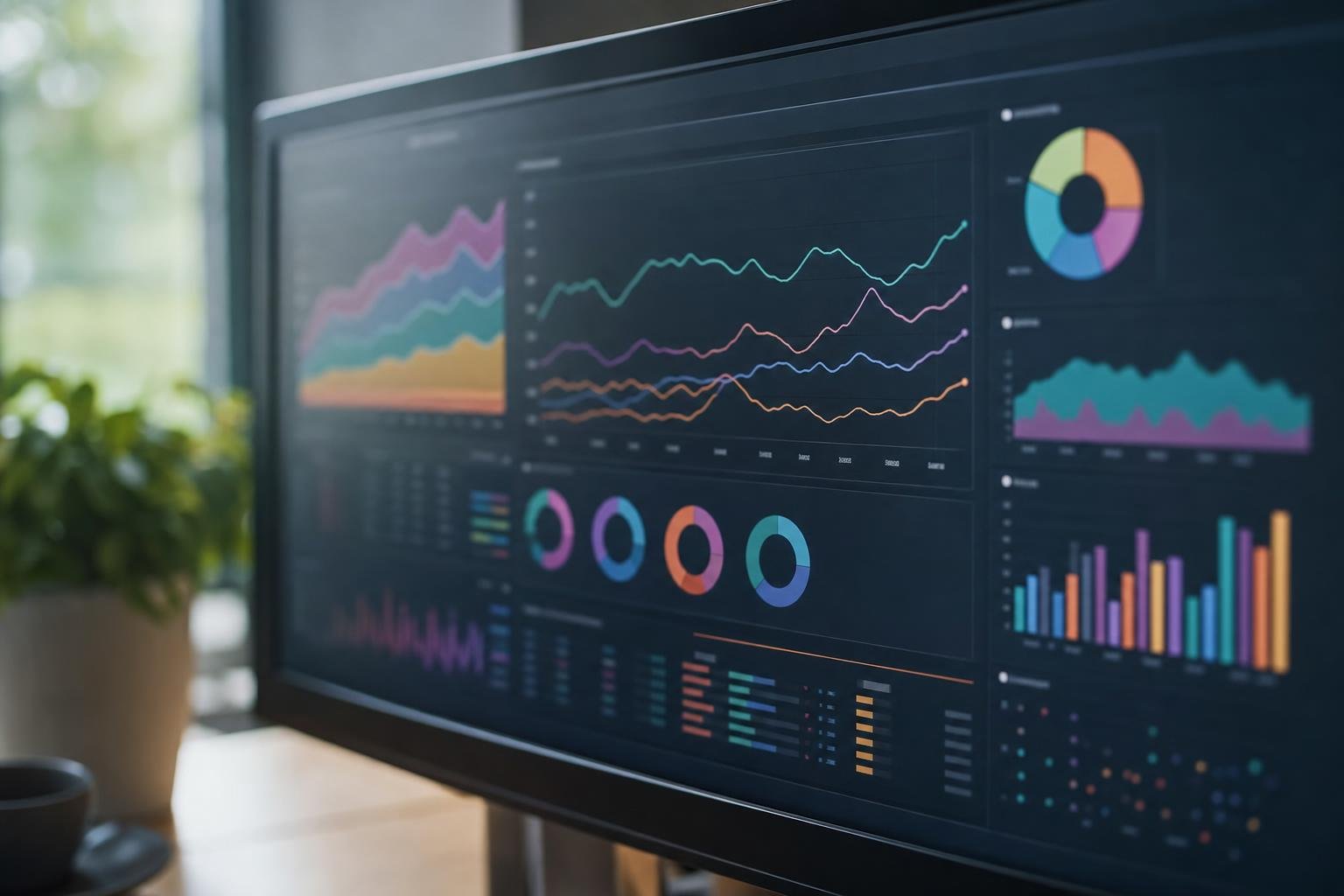 Analytics dashboard on a monitor
